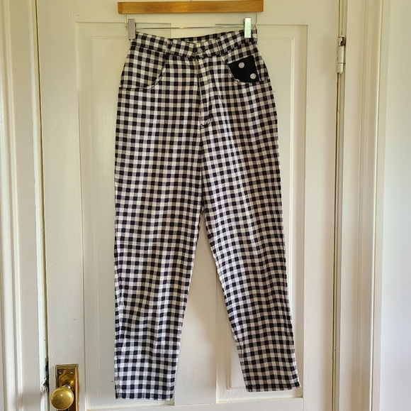 EMANUELLE - High waisted checkered/ polka dot jeans - Picture 8 of 15
